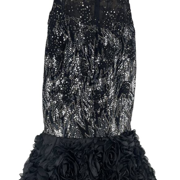Xtreme Strapless Lace Sequin Mermaid Evening Gown 3D Floral Petal Size 6 - Picture 10 of 13